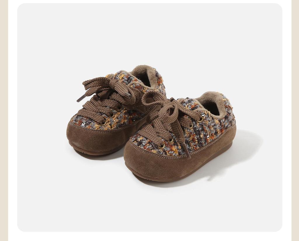 Girls' Winter Knit Toddler Shoes - Cozy Velvet Lined Casual Shoes