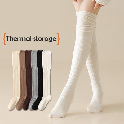 1 Paar Damen Winter Socken Plüsch Oberschenkelhohe Socken Rutschfest Einfarbig Warm Verdickte Strümpfe Wärme Gestrickte Socken für Verschiedene Anlässe