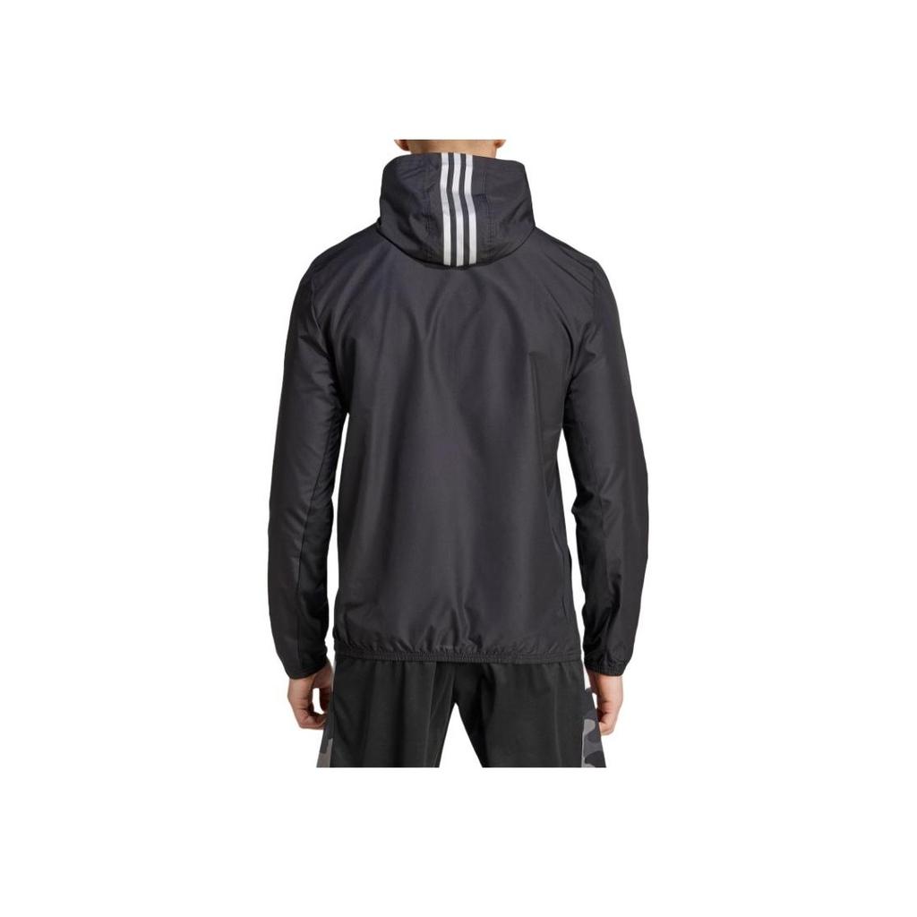 Adidas Gym+ Hooded Logo Print Zip-Up Long Sleeve Jacket Men Outerwear Black IN5838
