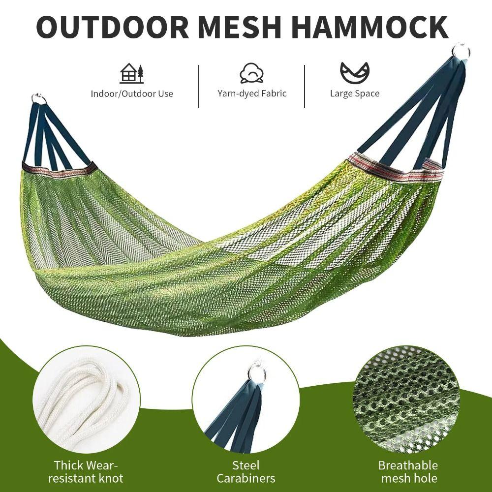 Breathable Mesh Hammock Portable Outdoor Camping Swing Sturdy Ice Silk Hanging Bed  Backyard