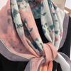 Pink Floral Print Cotton Feel Hijab Women Square Scarf Foulard Bandana Female Soft Headscarf Neck Tie Spring Autumn Wraps Shawls