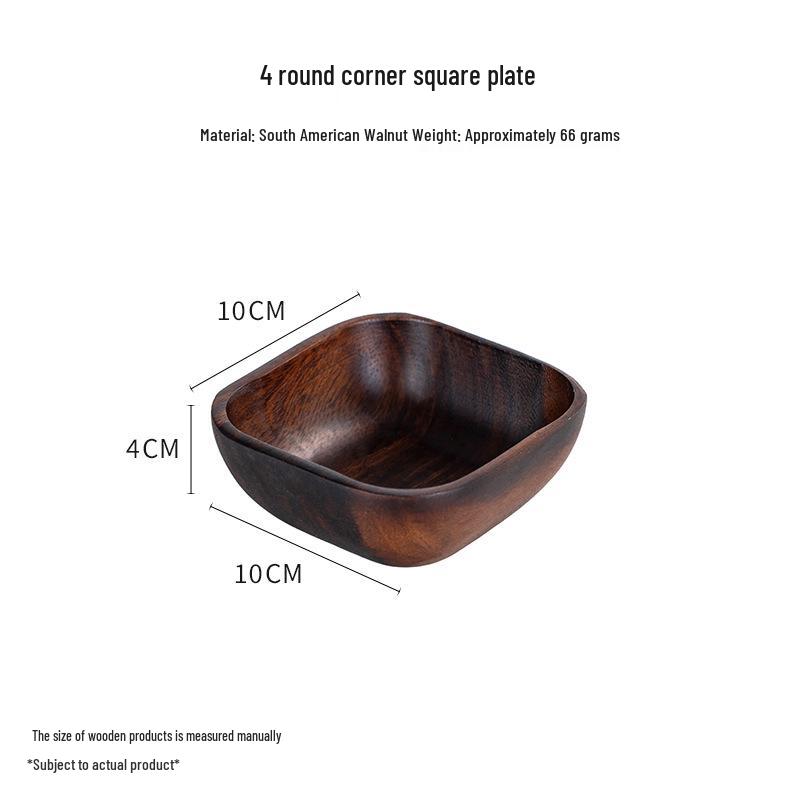 Сплошная деревянная миска для фруктов и салата из грецкого ореха - Круглая тарелка для обеденного и домашнего использования