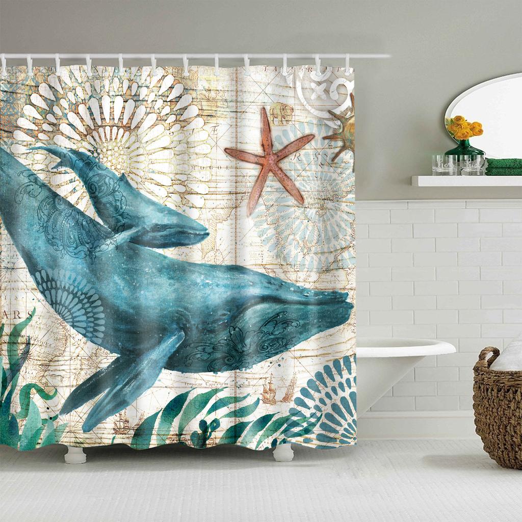 Animals Octopus Wolf Lion Seahorse Turtle Shower Curtains Bathroom Curtain Frabic Waterproof Polyester Bathroom Curtain Hooks
