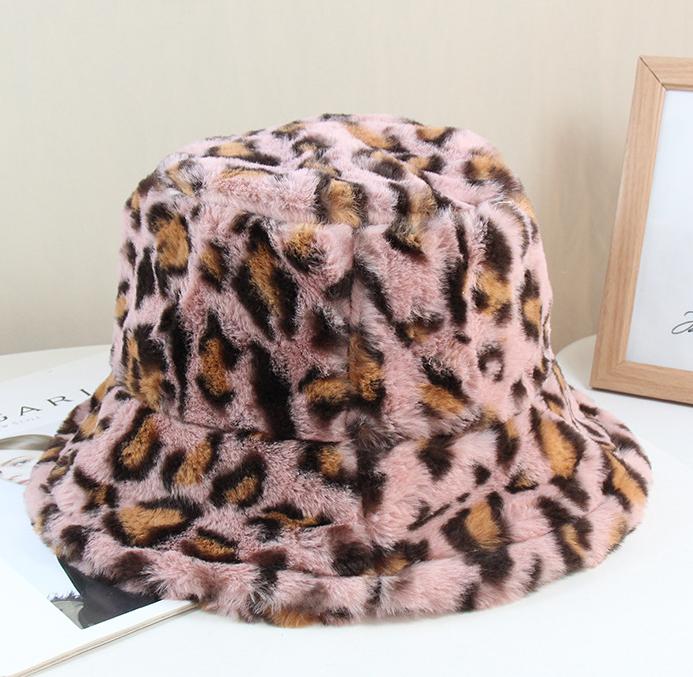 2021 Winter Unisex Custom Furry Fluffy Faux Fur Digital Print Bucket Hat for Daily Casual or Party Wear