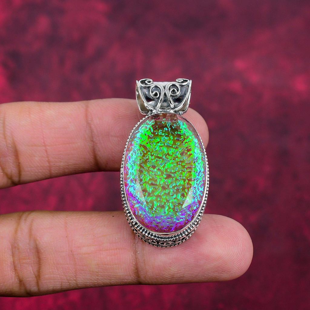 Pink Triplet Opal Pendant, 925 Solid Sterling Silver Gemstone Jewelry, Handmade Pendant, For Thanksgiving