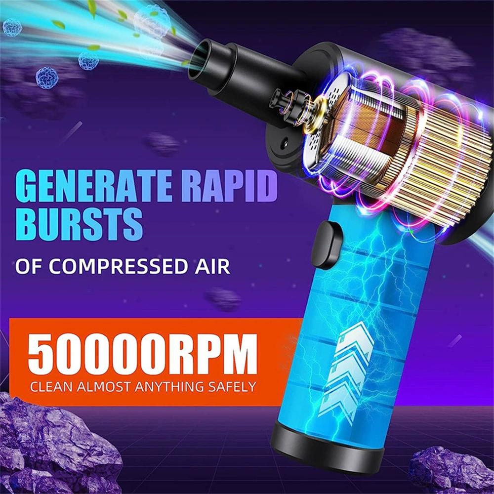 

C4915 Portable Turbo Fan Blower Multifunction Car Vacuum Cleaner Rechargeable Air Duster with 3 Brushes Type A