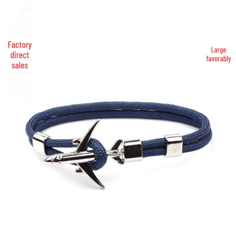 European & American Trend Anchor Men's Airplane Bracelet with Polyester Rope