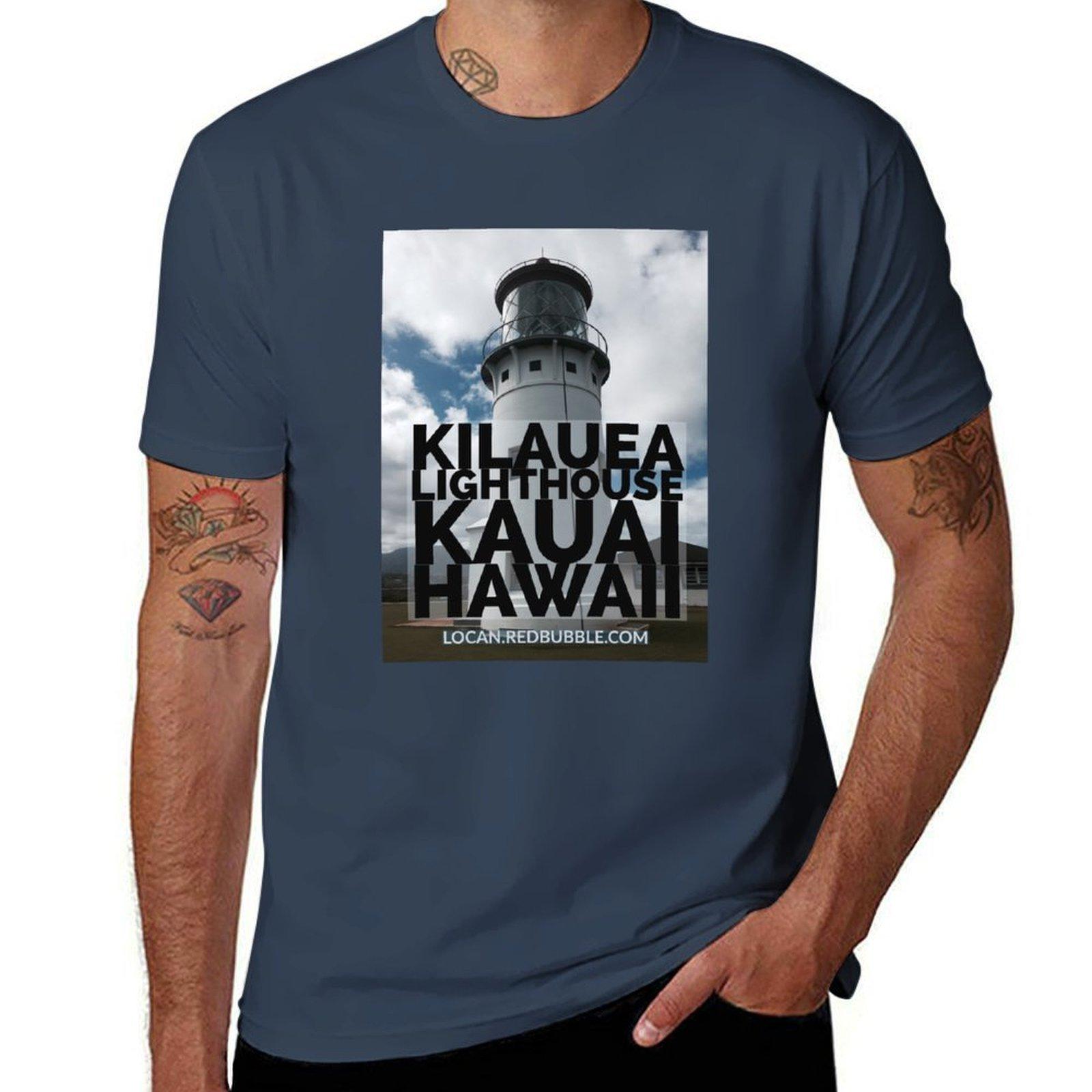 Kilauea Lighthouse Kauai Hawaii Tshirt Work Basic Short Sleeve Top S