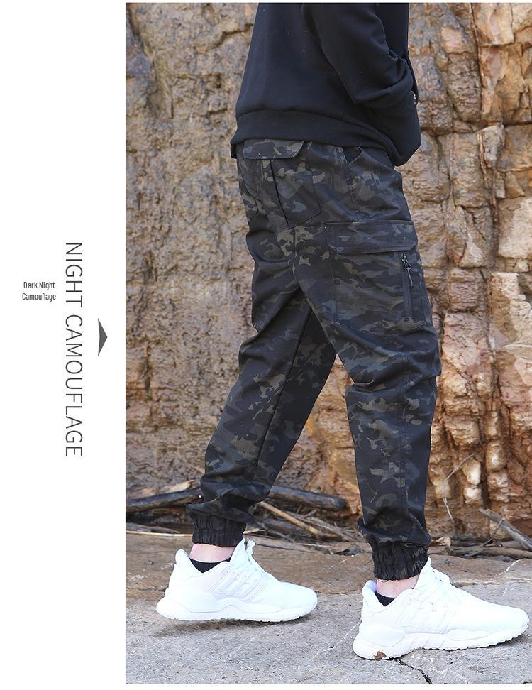 Men's Slim Fit Military Camouflage Tactical Joggers - Multi-Pocket Outdoor Training and Workwear Pants for Spring and Autumn