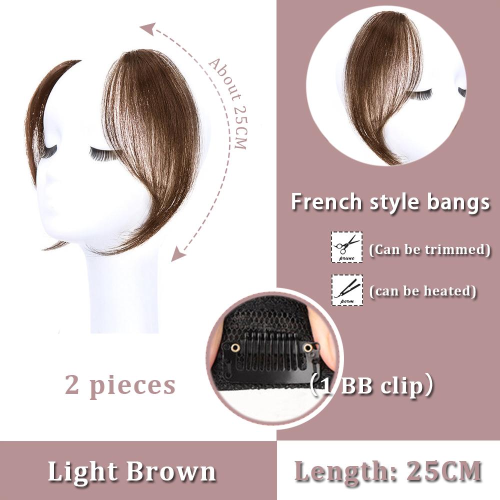 Black Brown Bangs Wig Hair Extension Synthetic Wig Women Clip Style Bangs