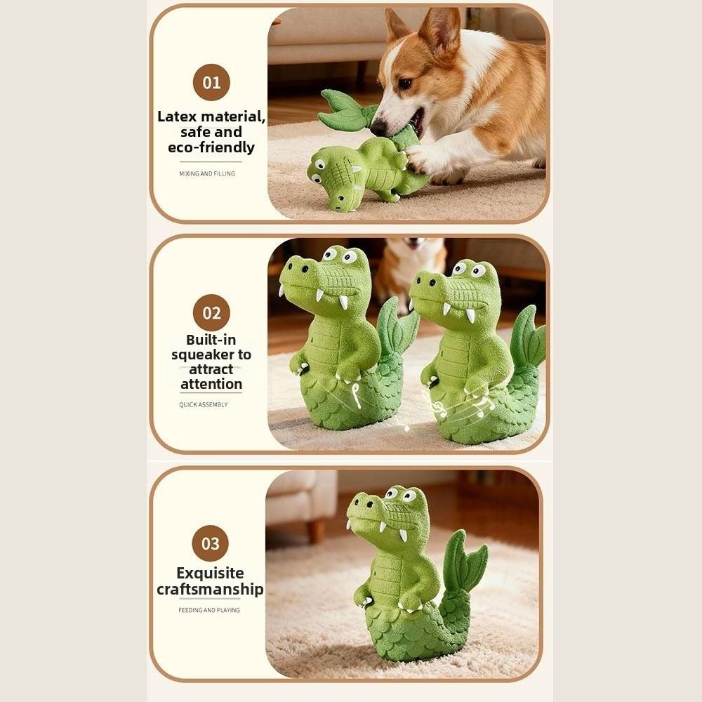 Green Color Squeaky Alligator Dog Toy Natural Latex Plush Crocodile Toy Latex Chew Toy  Pet Biting