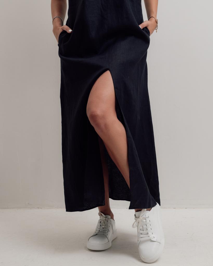 Сарафан летний с украшением Nagrada 5137 36 черный льон