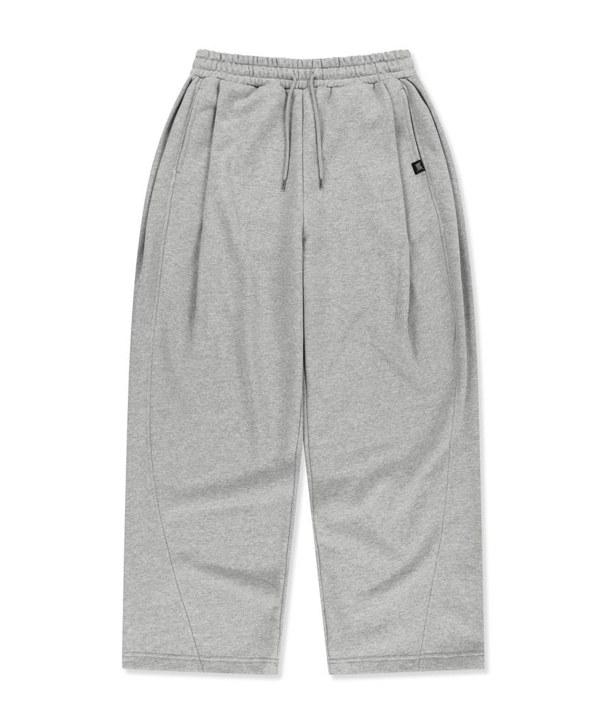 BROWNBREATH Stamp Tag Wide Sweatpants - Melange Gray