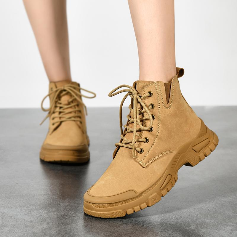 Fashion 2024 Winter Hot Selling Men's Workwear Boots Warm Cotton Shoes Outdoor Trendy High Top Shoes Men's Thick Soled Hiking Shoes