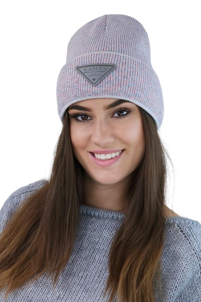 Naomi Beanie Winter Hat with Appliqué Color Ecru