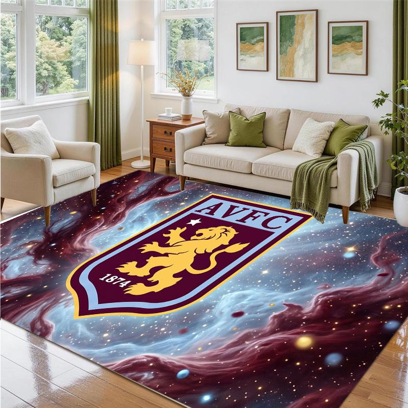 Aston Villa Football Design Crystal Velvet Rug Soft Decorative Mat for Bedroom Entrance