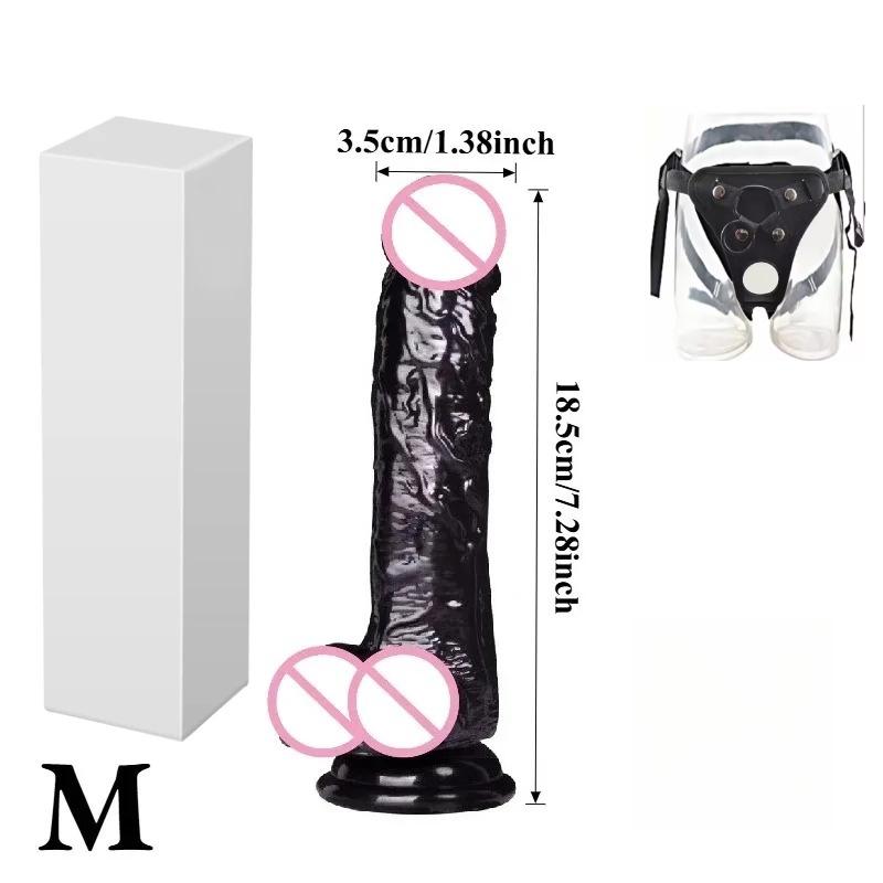 Realistic Black Wear Strap On Anal Plug G-Spot Masturbators Suction Cup Big Penis Butt Plug Long Dick Adult Sex Toy for Women18+