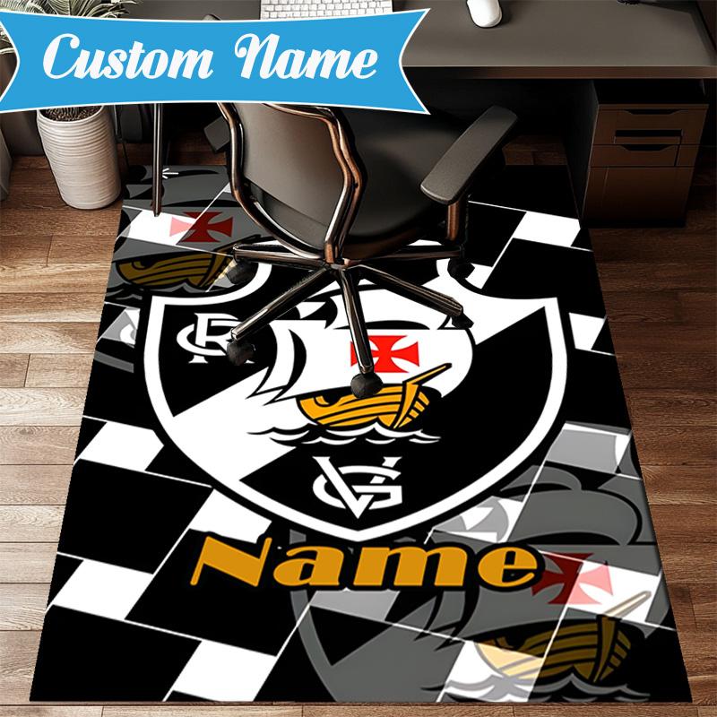 Custom Name Vasco da Gama Crest Rug Game Carpet, Floor Mat for Bedroom Living Room Entryway Rug, Home Decor Idea Gift for Christmas birthday