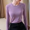 Long-sleeved Bottoming Shirt Women's 2025 New Women's Clothing Solid Color Round Neck Mask T-shirt Pendant Soft Waxy Inner Top