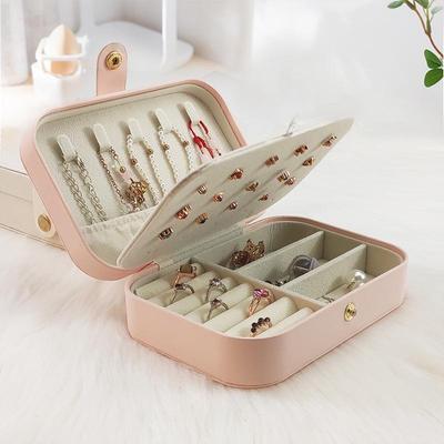 Tragbare Schmuckschatulle, Schmuck-Organizer, Display, Reise-Schmucketui, Boxen, Knopf, Leder, Aufbewahrung, Reißverschluss, Juweliere Joyero