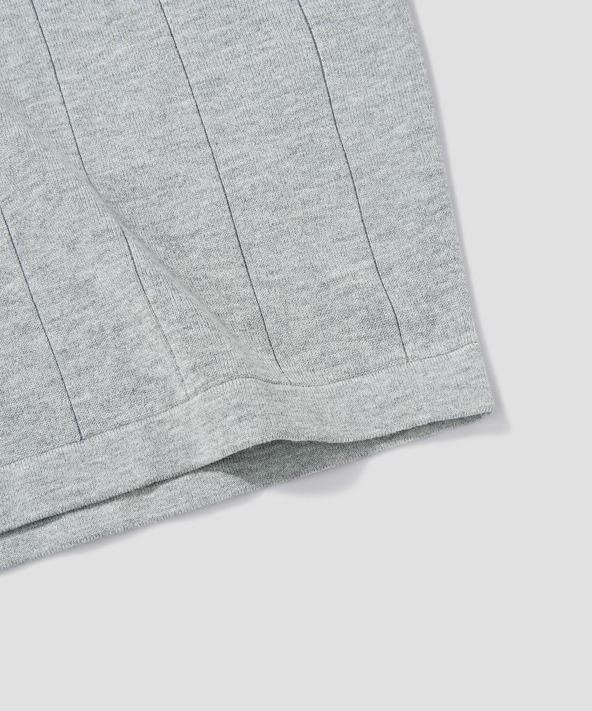 AGOD V-Neck Collared Short-Sleeve Shirt Knit [Heather Grey]