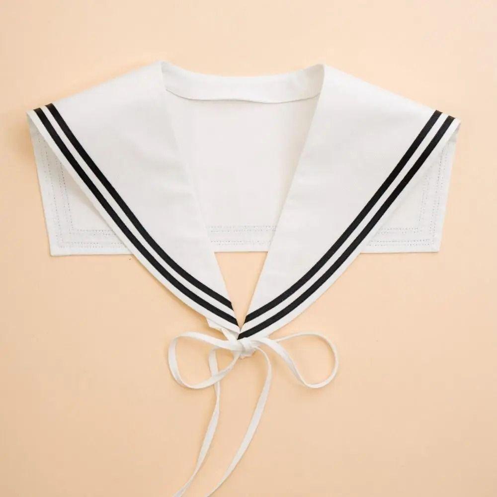 Colletto Finto a Strisce Bianche da Marinaio, Mantellina con Fiocco, Camicetta Retro, Colletti Finti, Decorazione per Vestiti