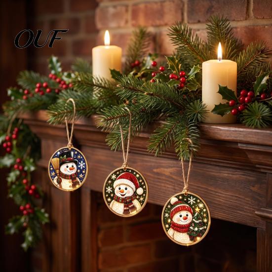 Christmas Rhinestone Painting Kits 12Pcs DIY Ornament Kit, Faux Pearl Supplies for Adults Art Hanging Decor Adults, Holiday Tree Wreath Mantel