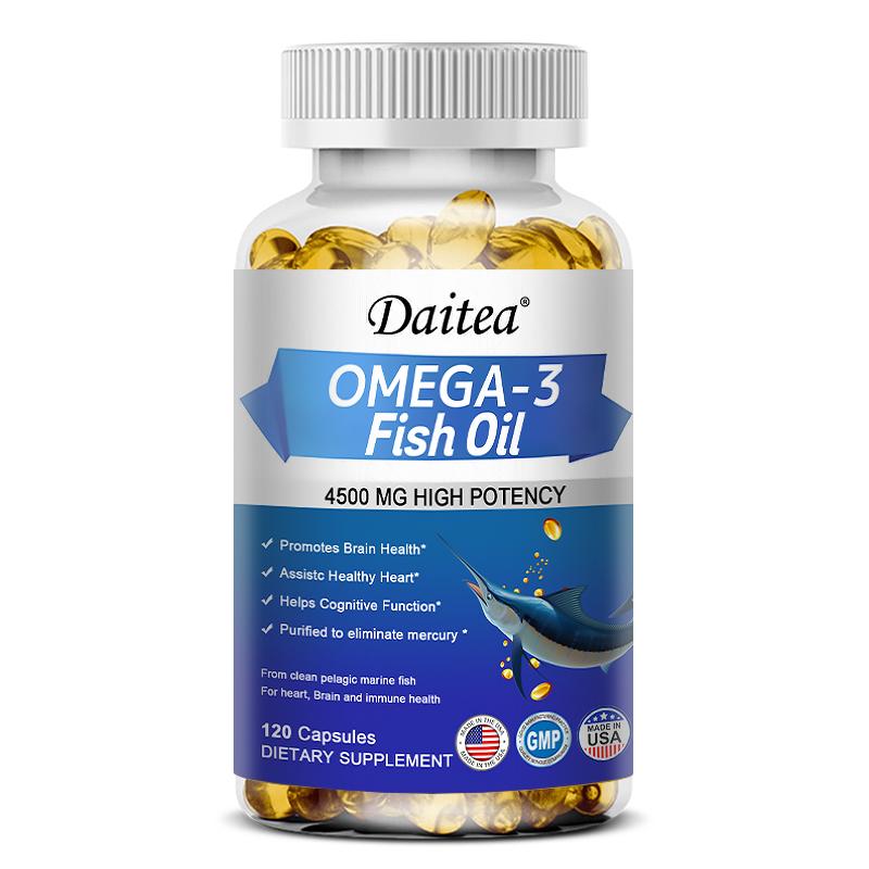 High Potency Omega 3 Fish Oil Softgels 4500mg EPA DHA Capsules 120 Count