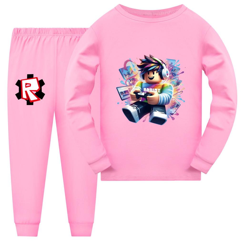 5529 Kids Boys Girls Game Cartoon Print Long Sleeves T-shirt Pants Pajamas Sleepwear Sleeping Sets