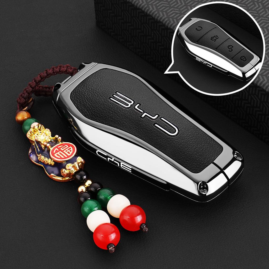 Car Key Case For Byd Atto 3 Accessories Keychain Remote Protection Cover Bag Shell Housing Ring Holder Fob