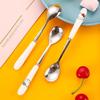 Charming Cartoon Stainless Steel Spoon & Fork Set for Kids - Perfect for Coffee, Rice, Dessert, and Fruit.