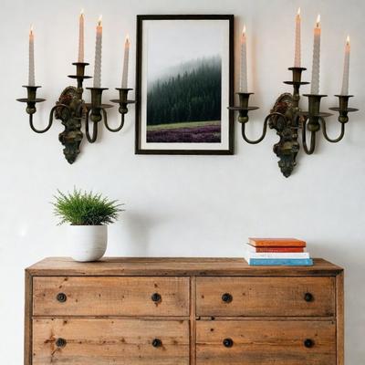Arandelas de Parede Vintage Porta-Velas 3/4 Braços Arte em Ferro Porta-Velas Cônico Sala de Estar Quarto Sala de Jantar Decoração de Parede Candelabro