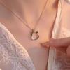 Colar Pingente Geométrico de Prata - Elegante Corrente Clavicular de Alto Padrão para Moda Outono/Inverno