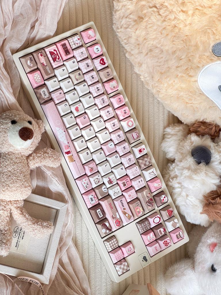 MAIMOOO Pink And Brown Keycaps Cute Cherry Soa Profile Pbt For Ajazz/Aula Custom Mechanical Keyboards Keycap