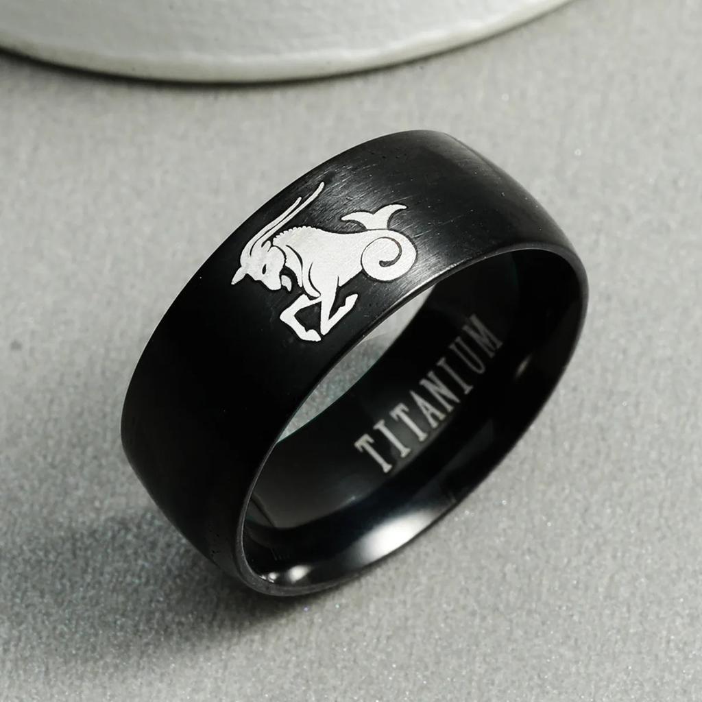 12 Zodiac Sign Stainless Steel Ring - Fashion Charm for Aries Taurus  Adjustable Unisex Friendship  Accessory