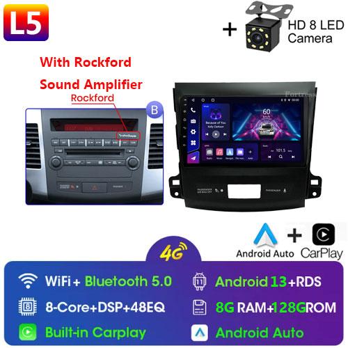 9"Android 14 Autoradio Carplay for Mitsubishi Outlander 2/Peugeot 4007/Citroen C-rosser Multimedia Video Player 4G GPS Stereo FM