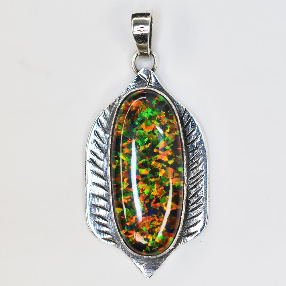 Natural Opal Pendant 41 ct 925 Sterling Silver Oval October Birthstone for Gem Collections