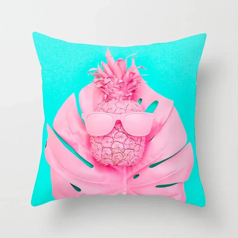 Home Decor Pink Tropical Leaves Pillowcase Bedroom Sofa Cushion Cover Geometric