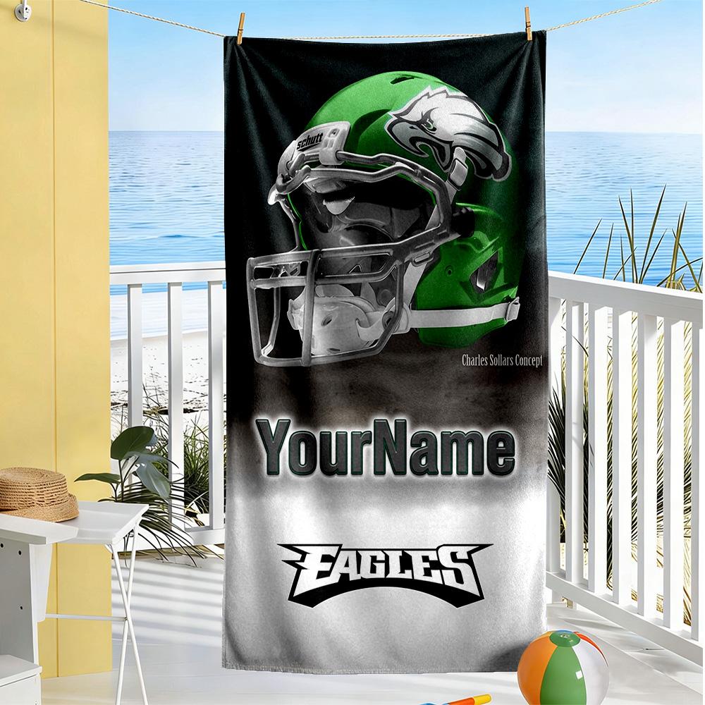 Philadelphia Eagles Personalized Text Beach Towel High Absorbency Quickdry Portable For Swimmingbeachcamping Travel Beach Accessoriesgym