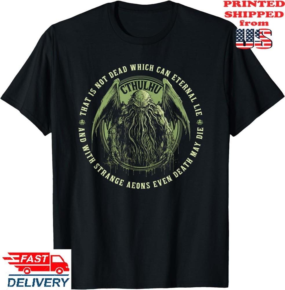 Cthulhu Death May Die Quote, Vintage Cosmic Horror Halloween T-Shirt, Unisex Tee Unisex T-Shirt XXL