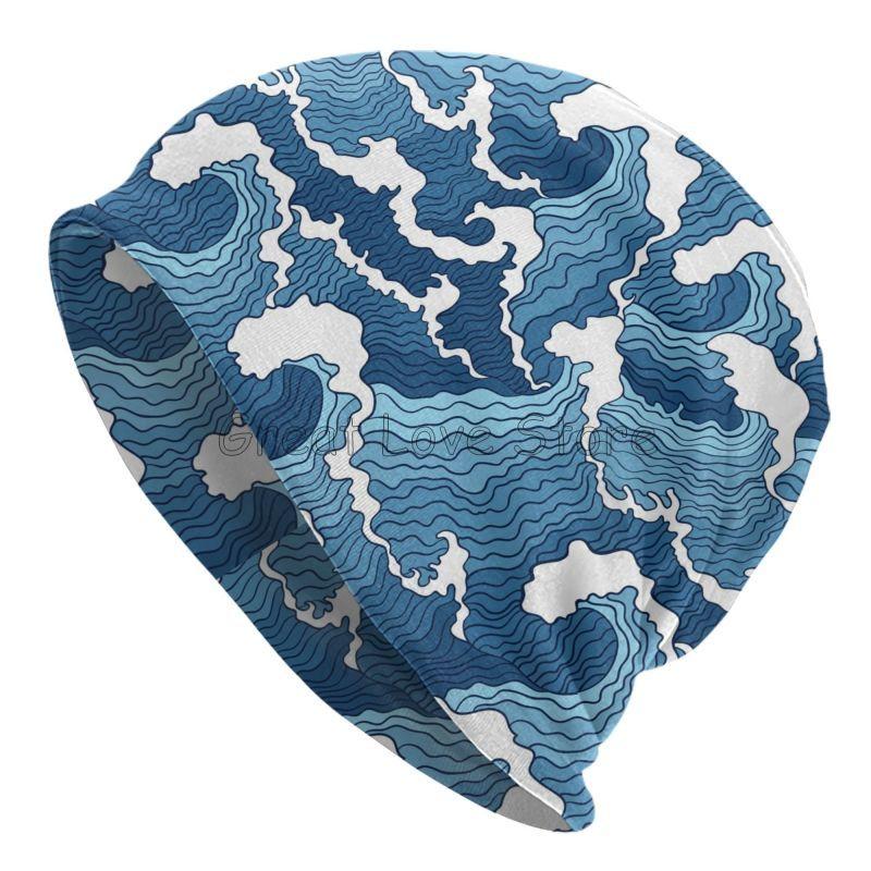 

Japanese Sea Waves Beanie Hat Men Women Warm Bonnet Cap Unisex Knit Hats Headwear Skullies Beanies