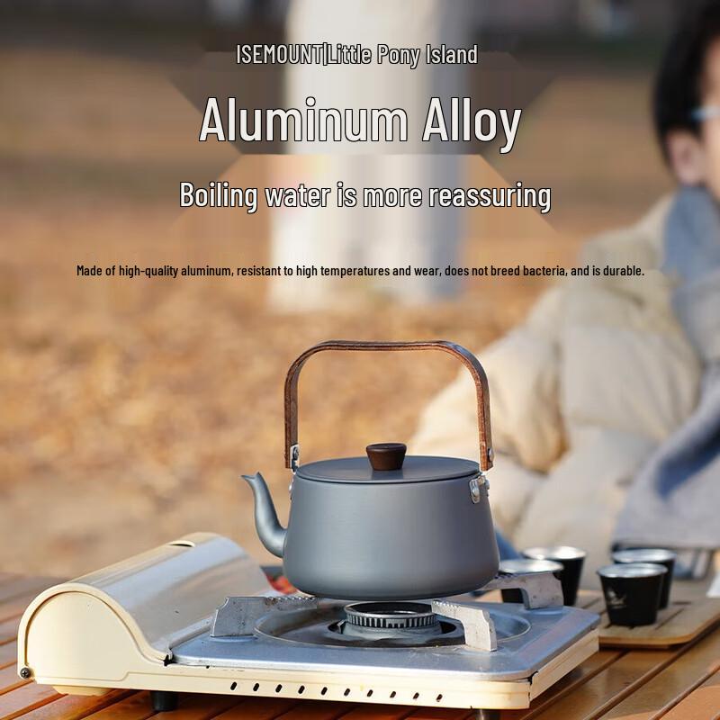 Outdoor Aluminum Camping Kettle with Wood Handle