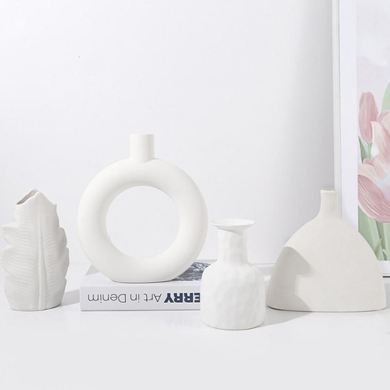 Modern Simple Imitation Ceramic Art Vase Dried Flowers Flower Arrangement Ornaments Living Room Tv Cabinet Bedroom Desktop Decor