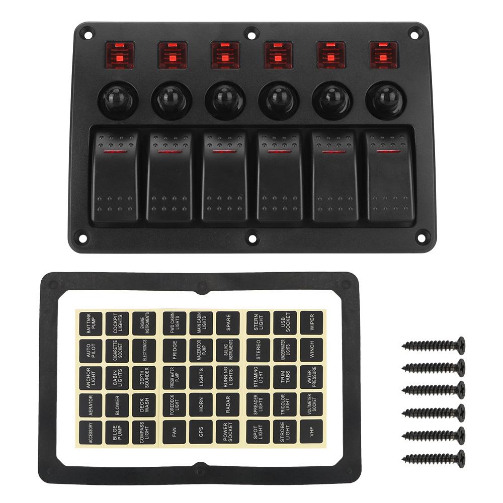24V 12V Switch Panel 6 Buttons Car Lights Toggle 15A Fuse Protection Caravan Accessories For Boat Marine Trailer Truck Vehicles