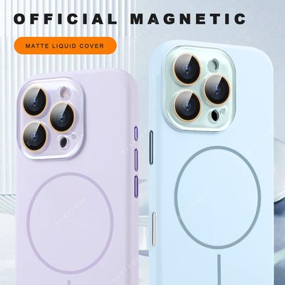 Official Silicone Magnetic Phone Case For iPhone 16 15 14 13 12 11 Pro Max Plus SE For Magsafe Wireless Charge Protector Cover
