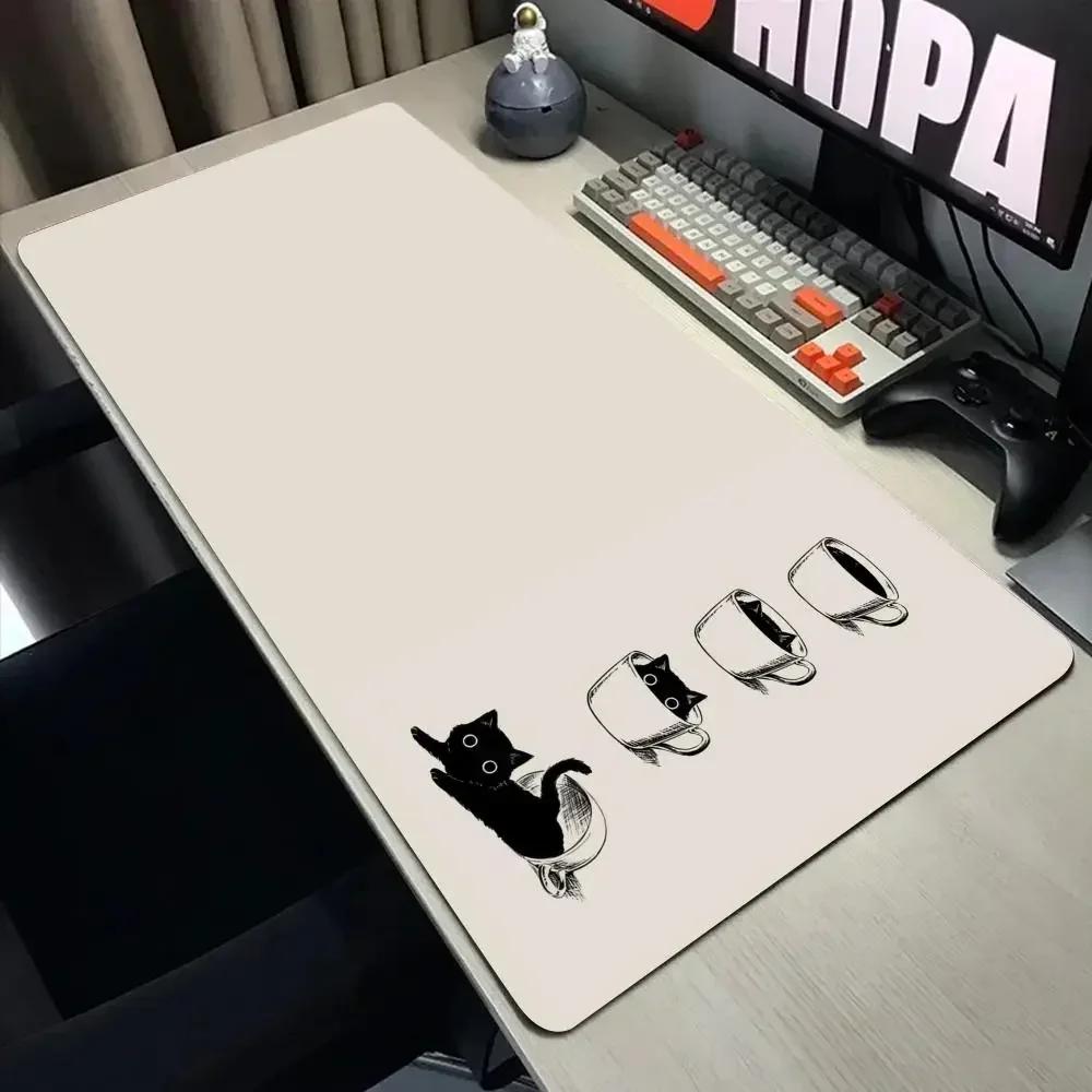 Funny black cat Mouse Pads Cute Cat Computer XXL Mausepad Company Desk Pad X Large Kawaii Cushion Office Accessories Rug