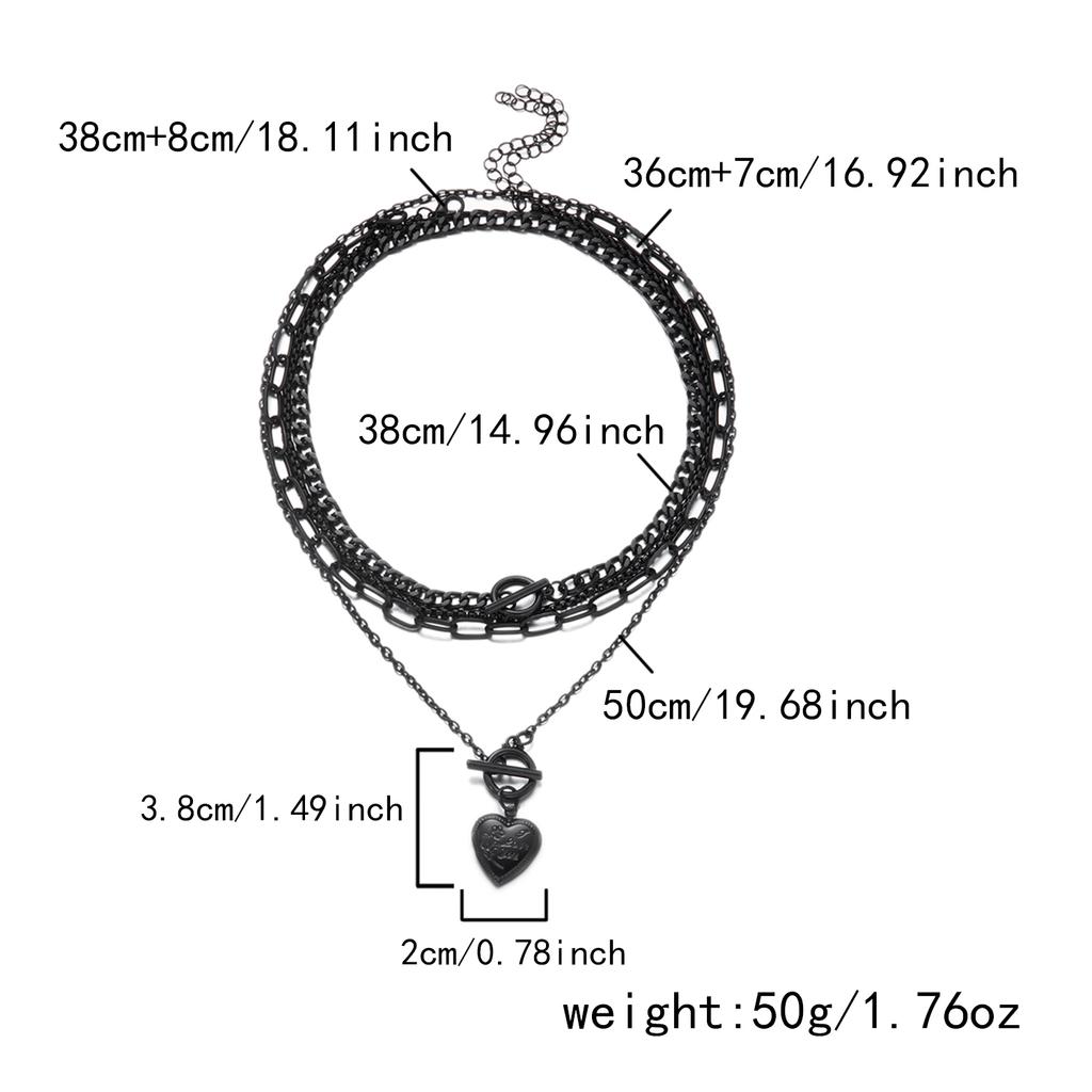 4 szt./zestaw Gotycki Punk Czarny Serce Gwiazda Frędzle Wisiorek Choker Naszyjnik dla Kobiet Vintage Metalowy Gruby Łańcuch Akcesoria Biżuteria Y2K