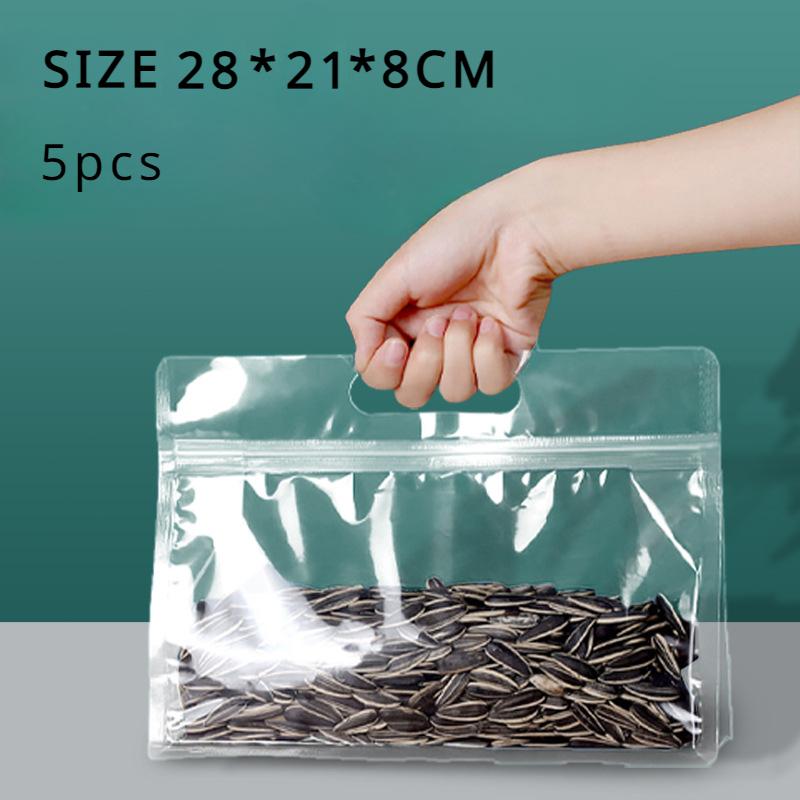 5PCS Portable Transparent Eight-sided Sealing Bag Zero Food Ziplock Bag Self-supporting Dry Goods Nuts Plastic Sealable