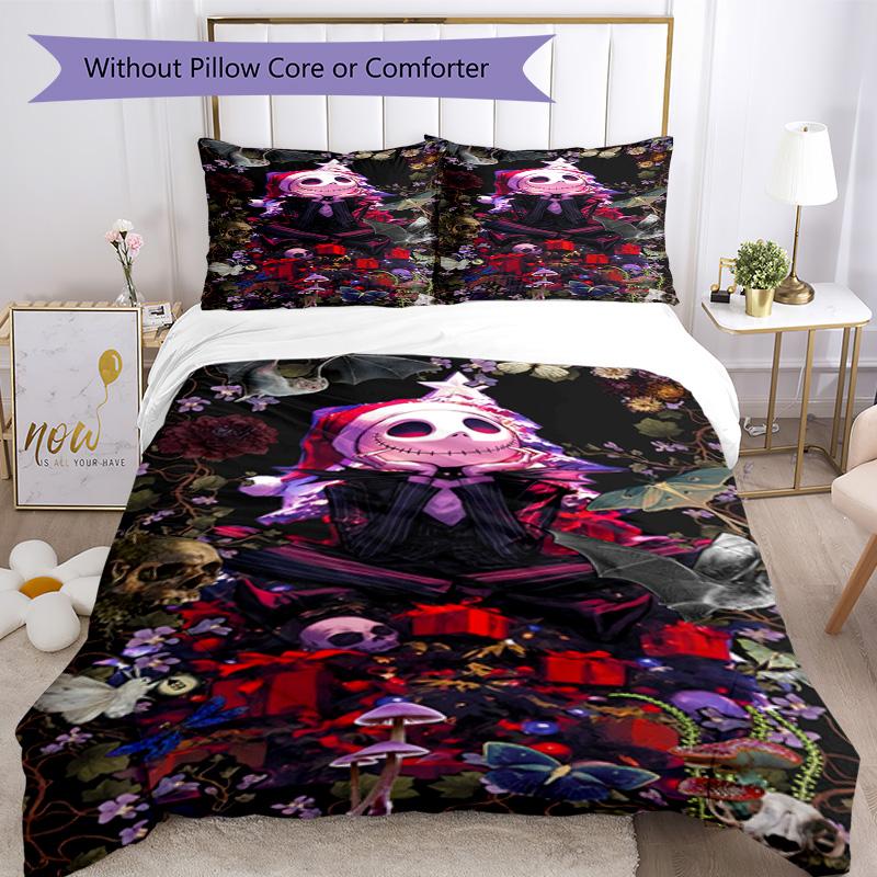 Christmas Nightmare Bedding Set Breathable Duvet Cover with Pillowcases Decorative Bed Linen for Bedroom Home Decoration Birthday Gift