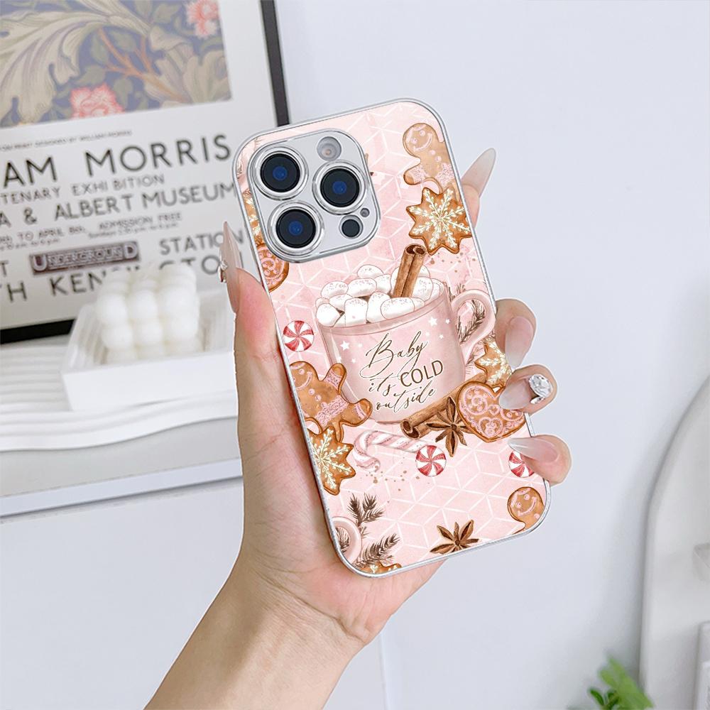 

Чехлы для телефонов Ae114 Merry Christmas Christmas tree art из гальванизированного стекла для Samsung S25 Ultra iPhone 16 Xiaomi Redmi, полная защита объектива, задняя крышка Vivo V30 5G